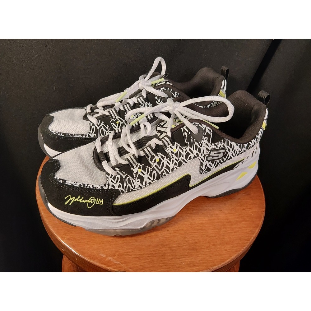 Skechers D'Lites 4.0 Bold Days Goldwin Graffiti Womens 9.5 Black White 149502
